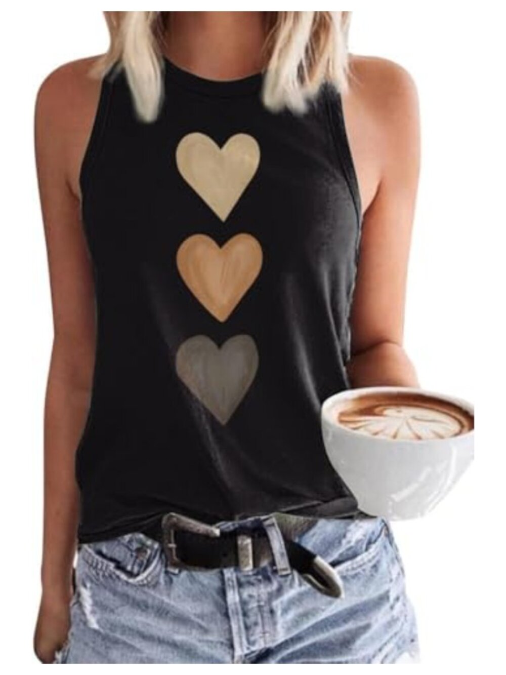 Sleeveless Keyhole V-Neck Tank Top Loose Fit Summer Shirt